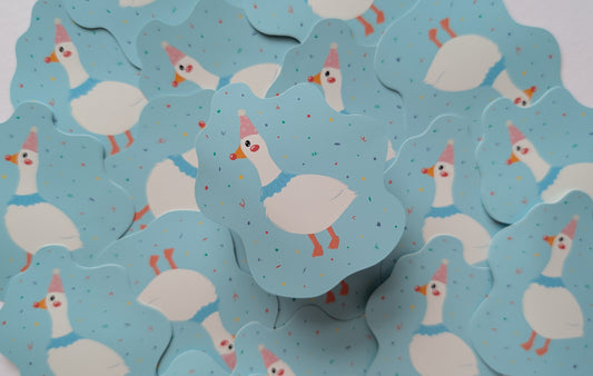 Silly Clown Goose Sticker