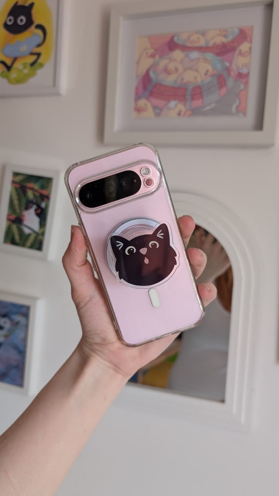 Magnetic Black Cat Phone Grip Stand
