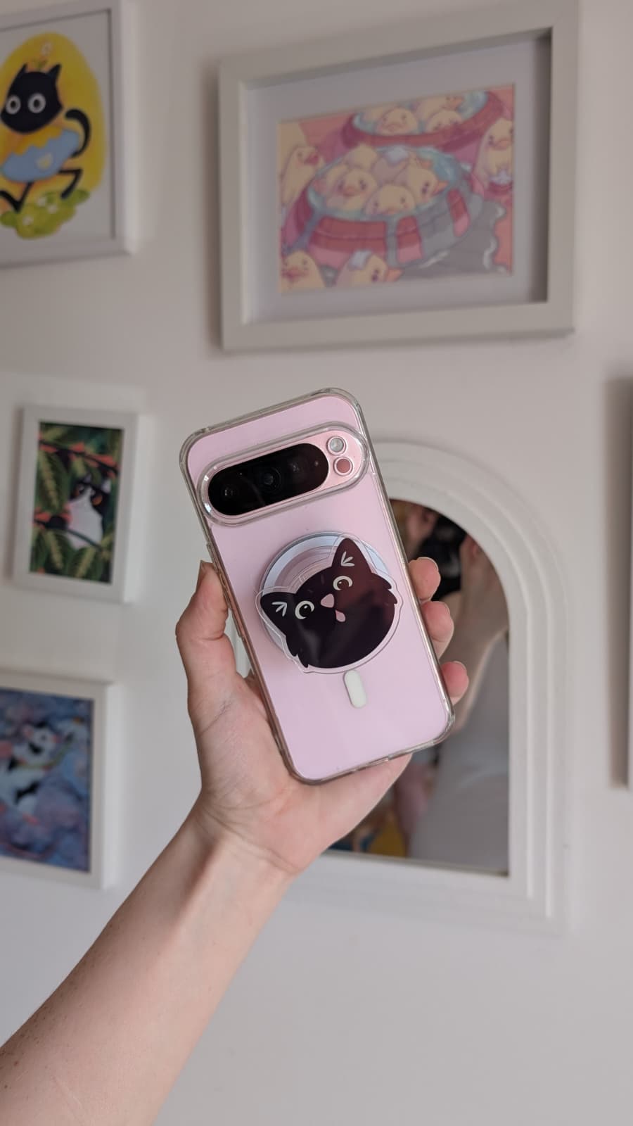 Magnetic Black Cat Phone Grip Stand
