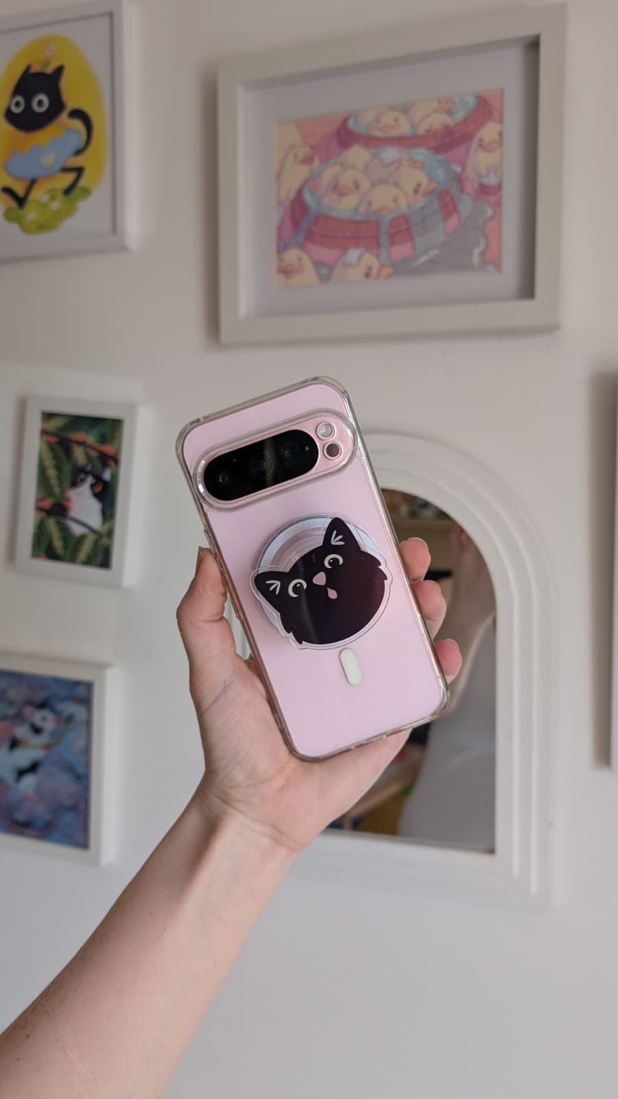 Magnetic Black Cat Phone Grip Stand