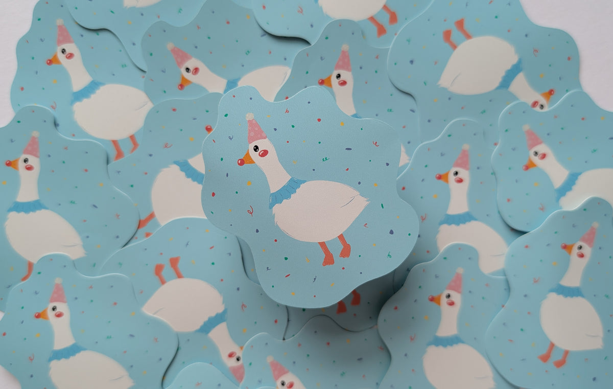 Silly Clown Goose Sticker