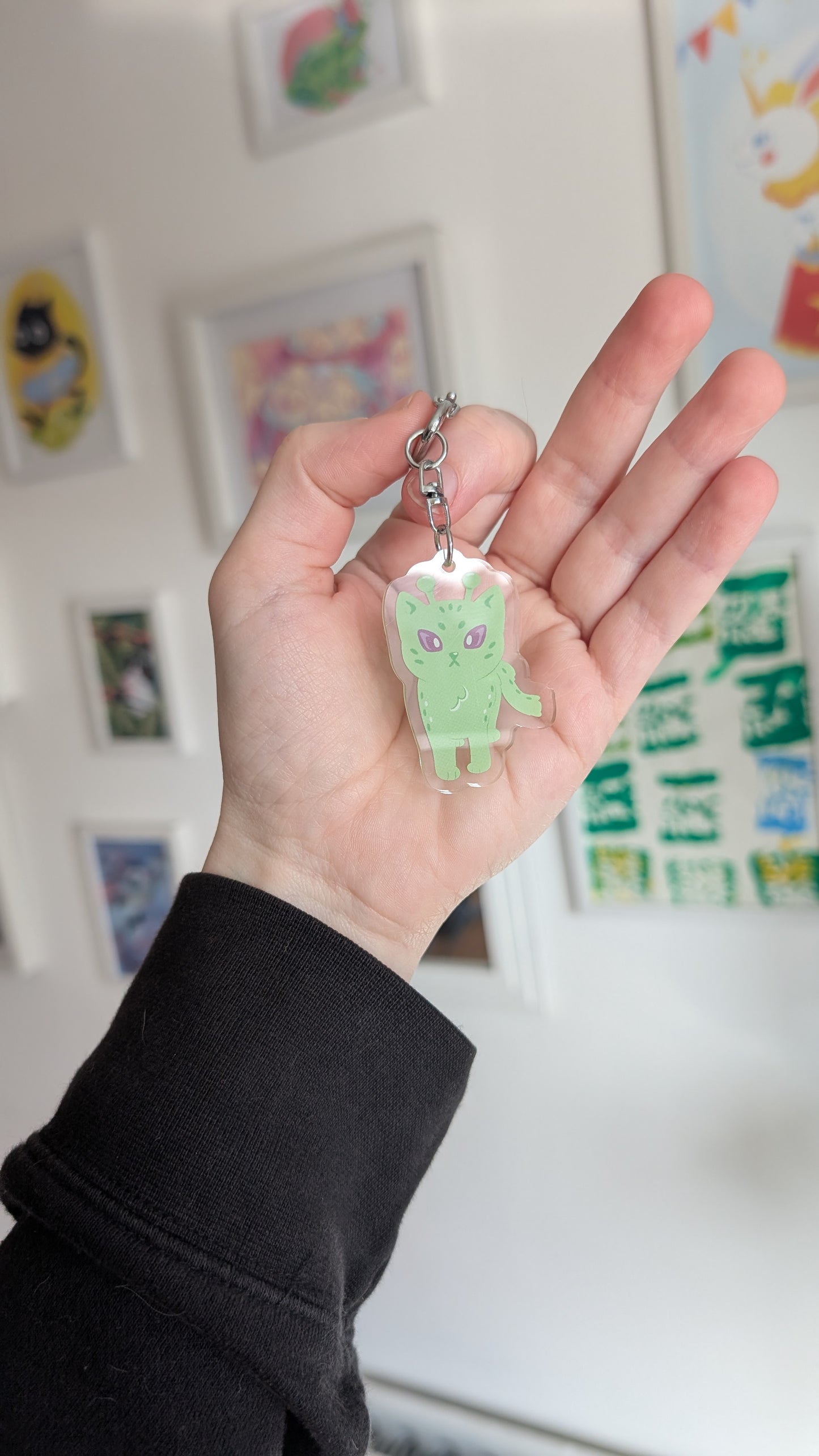 Acrylic Alien Glorp Cat Keyring Charm