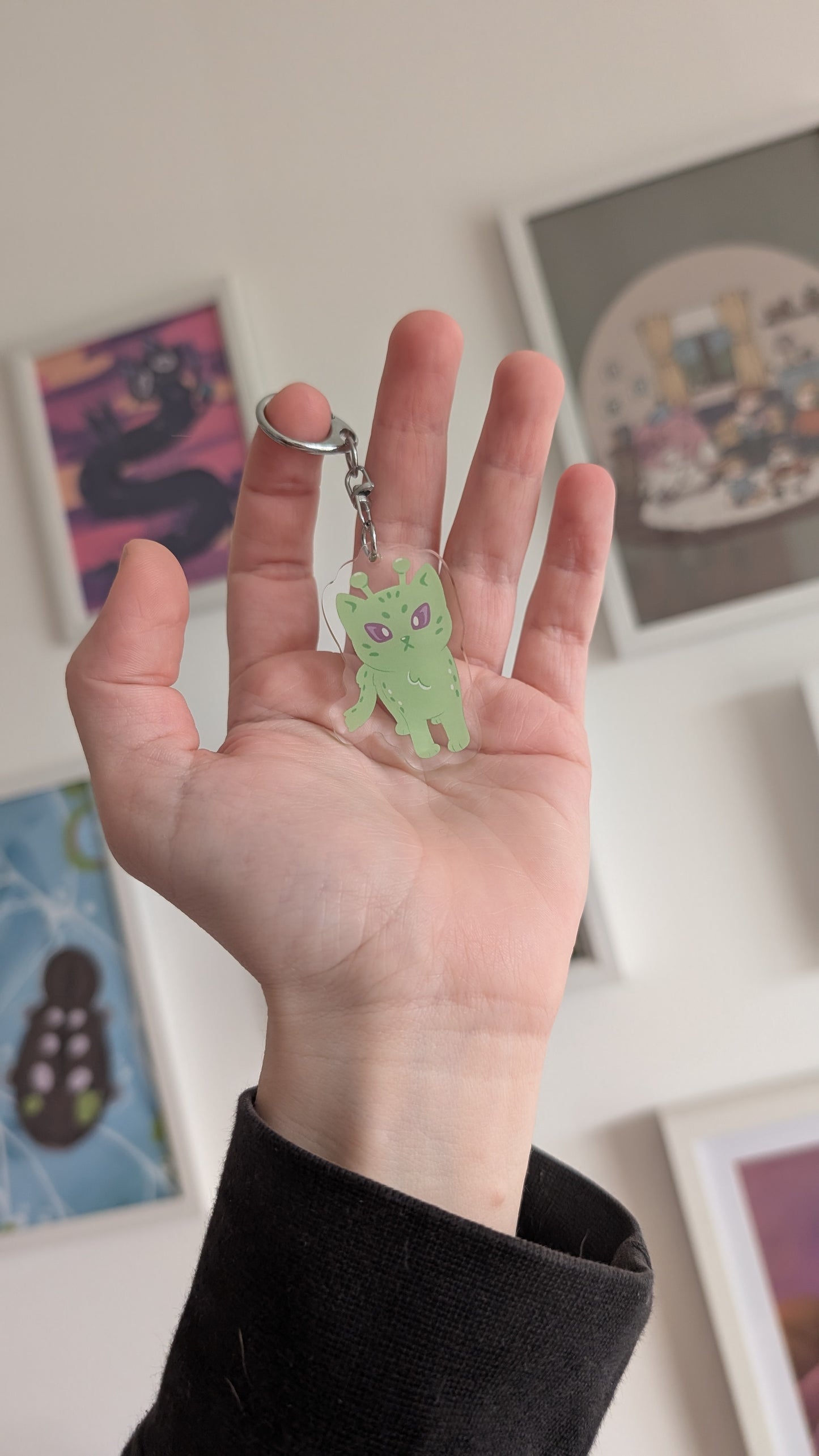 Acrylic Alien Glorp Cat Keyring Charm