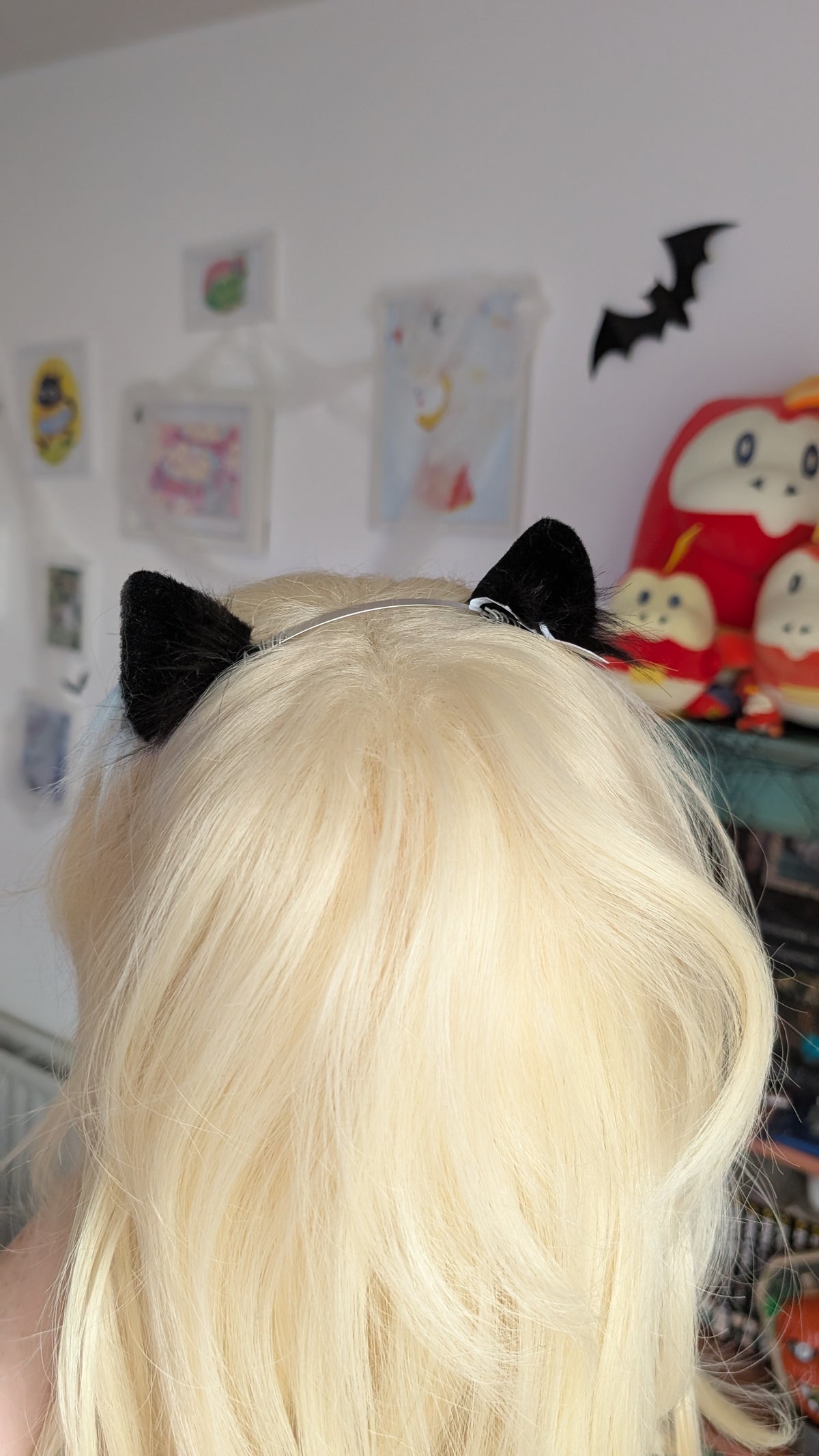 Mini Blue and Black Micro Cat Ears Handmade Kitten Cosplay